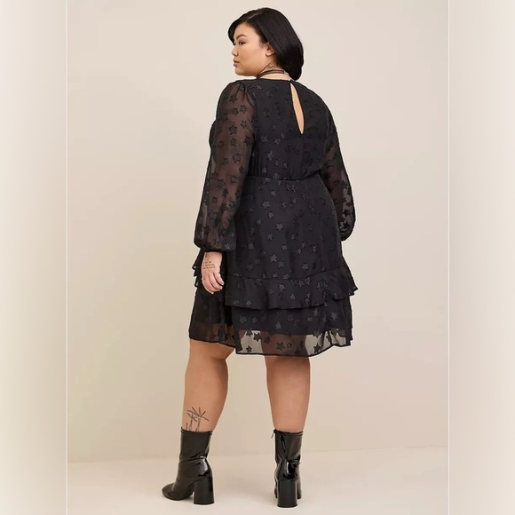 Torrid Mini Clip Star Surplice Ruffle Mini Dress Long Sleeve Ruffle Plus Size - Picture 4 of 14